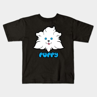 Fluffy White Puppy Face Kids T-Shirt